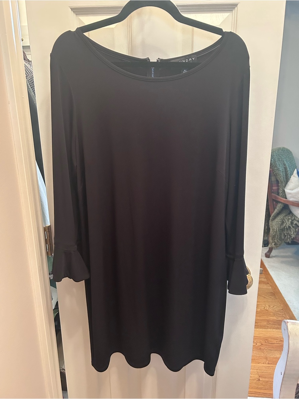 Laundry by Shelli Segal Black Knit Dress with Back Zipper. Size XL.